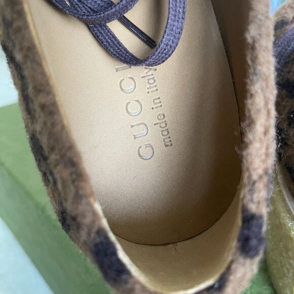 Gucci 719712 Hooper Men\'s‎ Brown Lace up Knit Fur GG shoe, Sz. Gucci 9 main image 11